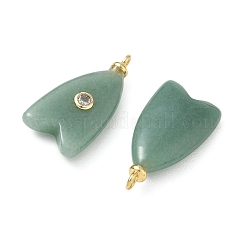 Brass & Natural Green Aventurine & Cubic Zirconia Pendants&nbsp;GG-CBAD360-20G-08