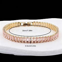 Brass Pave Cubic Zirconia Rectangle Tennis Bracelets for Women&nbsp;UU2091-5