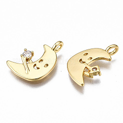 Brass Micro Pave Clear Cubic Zirconia Pendants&nbsp;KK-T063-78G-NF
