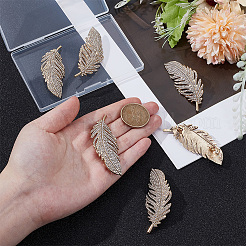 6Pcs Feather Shape Brass Rhinestone Lapel Pins for Backpack Clothes&nbsp;JEWB-UN0002-71B