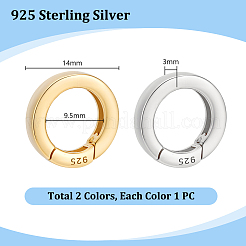 2Pcs 2 Colors 925 Sterling Silver Spring Gate Rings with 925 Stamp&nbsp;STER-PH0004-27A