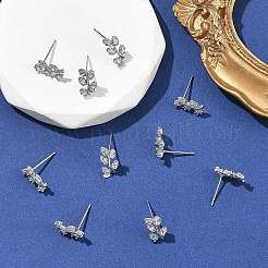 SHEGRACE Leafy Branch Brass Micro Clear Pave Cubic Zirconia Stud Earrings&nbsp;XGRQ4N998-717P