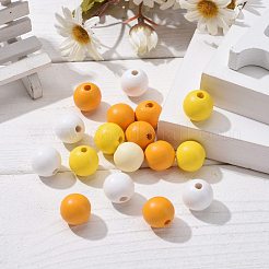 160Pcs 4 Colors Farmhouse Country and Rustic Style Painted Natural Wood Beads&nbsp;WOOD-LS0001-01H