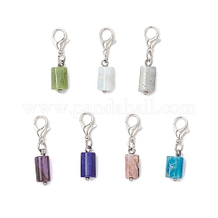 7Pcs Column Natural Rhodonite & Canadian Jade & Aquamarine & Amethyst & Apatite & Lapis Lazuli & Labradorite Pendant Decorations&nbsp;HJEW-JM03745-01