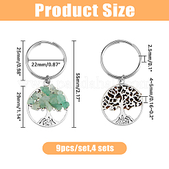 4 Sets Natural Stone Keychains&nbsp;KEYC-FH0001-20