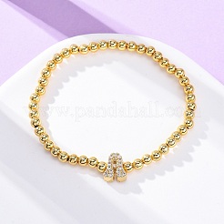 Brass Round Beads Stretch Bracelets&nbsp;BJEW-A034-05G