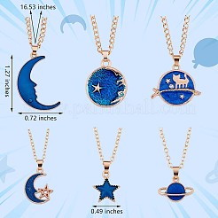 6Pcs Blue Moon Pendant Necklace&nbsp;JN1067A