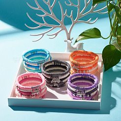 Synthetic Hematite & Polymer Clay Hieishi Stretch Bracelets Set for Women&nbsp;BJEW-JB07430