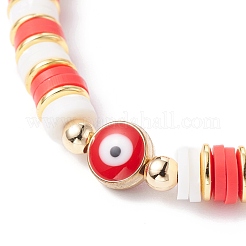 Synthetic Hematite & Polymer Clay Heishi Beads Stretch Bracelet&nbsp;BJEW-JB07226-05