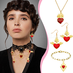 32Pcs 8 Styles Alloy Red Enamel Pendants&nbsp;ENAM-GA0001-18