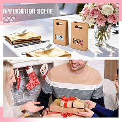 Kraft Paper Gift Bags with Visible Window and Die Cut Hole Handles&nbsp;ABAG-WH0032-124