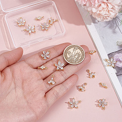 16Pcs 4 Styles Brass Pave Clear Cubic Zirconia Connector Charms&nbsp;KK-HY0004-39