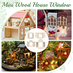 20Pcs 4 Styles Window Unfinished Wooden&nbsp;WOOD-OC0004-09