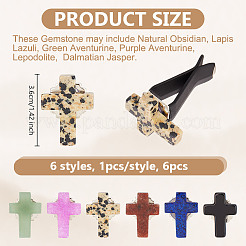 6Pcs 6 Styles Cross Natural Gemstone Car Air Vent Clips&nbsp;AJEW-OC00024