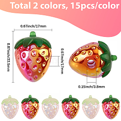 30Pcs 2 Colors Electroplate Opaque Acrylic Pendants&nbsp;PACR-SC0001-09