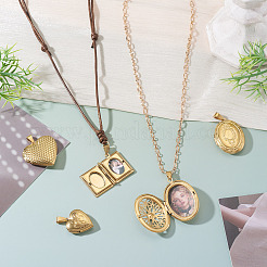 6 Pcs 6 Styles 316 Stainless Steel Locket Pendants&nbsp;STAS-TA0003-40