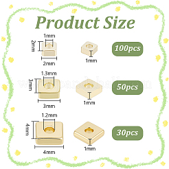 180Pcs 3 Styles Square Brass Spacer Beads&nbsp;KK-DR0001-31