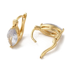 Golden Brass Micro Pave Cubic Zirconia Hoop Earrings&nbsp;EJEW-C073-05A-G
