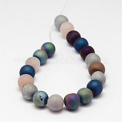 Electroplate Natural Agate Bead Strands&nbsp;G-J349-B-12mm