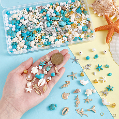 DIY Synthetic Turquoise & Shell Beads Finding Kits&nbsp;DIY-PH0031-46