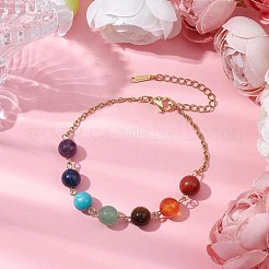 Natural Mixed Gemstone Round Beaded Bracelets&nbsp;BJEW-JB11058-01