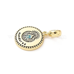 Brass Black Enamel Flat Round with Honduras European Dangle Charms&nbsp;KK-B141-47G