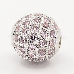 Thistle CZ Jewelry Findings Brass Micro Pave Cubic Zirconia Round Beads&nbsp;ZIRC-M015-13P-NR
