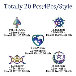20Pcs 5 Styles 201 Stainless Steel Pendants&nbsp;STAS-YW0002-68