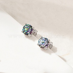 925 Sterling Silver Moissanite Rhinestone Stud Earrings&nbsp;EJEW-U042-04P