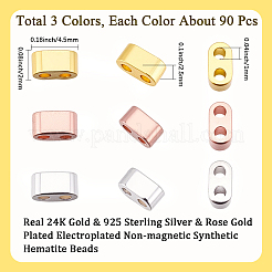 270Pcs 3 Colors Electroplated Synthetic Non-magnetic Hematite Beads&nbsp;G-BBC0001-64