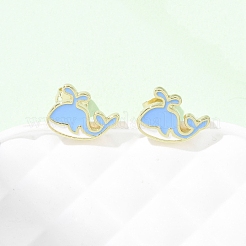 Brass Enamel Stud Earrings&nbsp;LS-EJEW-B152-01G-03