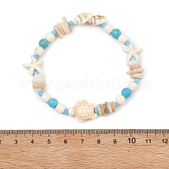 Synthetic Turquoise & Shell Beaded Bracelets&nbsp;BJEW-JB13638