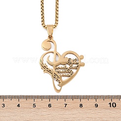 201 Stainless Steel Musical Note Heart Quote Pendant Necklaces&nbsp;LS-NJEW-K283-03G