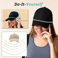 5Pcs Brass Paperclip Chains and Imitated Pearl Acrylic Beads Baseball Cap Chain&nbsp;HJEW-YW00097