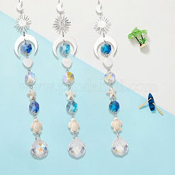 3Pcs Glass Round & Octagonal Beads Hanging Suncatchers&nbsp;HJEW-CN0001-40