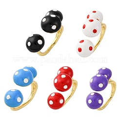 Brass Enamel Open Cuff Rings for Women&nbsp;RJEW-U057-23G