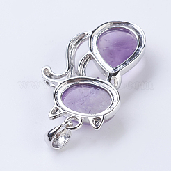 Natural Amethyst Kitten Pendants&nbsp;G-P352-B06
