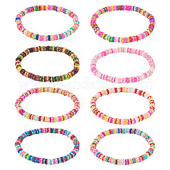 8Pcs Handmade Polymer Clay Heishi Beads Beaded Bracelet Sets&nbsp;BJEW-TAC0030