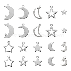 60Pcs 10 Style 304 Stainless Steel Pendants&nbsp;STAS-FS0001-14P