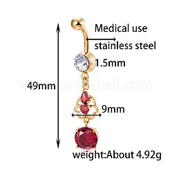 Brass Cubic Zirconia Navel Ring&nbsp;AJEW-EE0004-30C