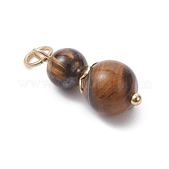 3Pcs 3 Styles Synthetic Citrine & Natural Topaz Jade & Yellow Jade Round Beaded Pendants&nbsp;PALLOY-JF04701-03