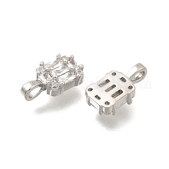 Rectangle Brass Micro Pave Cubic Zirconia Charms&nbsp;KK-S508-50P