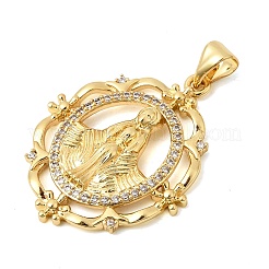 Brass Micro Pave Clear Cubic Zirconia Pendants&nbsp;KK-Z150-22G-04