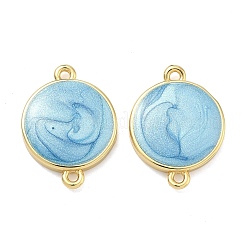 Brass Enamel Flat Round Links Connector Charms&nbsp;KK-D229-06G