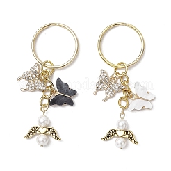 2Pcs Butterfly Alloy Acrylic & Rhinestone & Angle Pendant Keychains&nbsp;KEYC-JKC01251