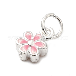 925 Sterling Silver Enamel Pink Flower Charms&nbsp;STER-A048-08S
