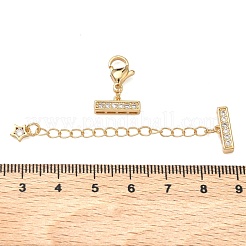 Brass Micro Pave Clear Cubic Zirconia Curb Chain Extender&nbsp;KK-G556-08G-01