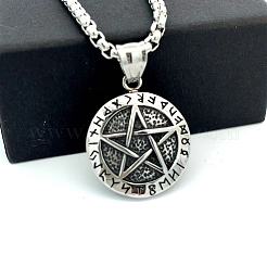 Retro 304 Stainless Steel Nordic Viking Star Pendant Necklaces for Men&nbsp;LS-AA7658