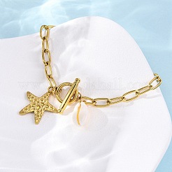 304 Stainless Steel Cable Chain Charm Bracelets&nbsp;BJEW-L708-03G