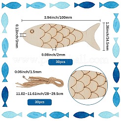 30Pcs Fish Unfinished Wood Cutouts Pendant Decorations&nbsp;DIY-SP0004-52